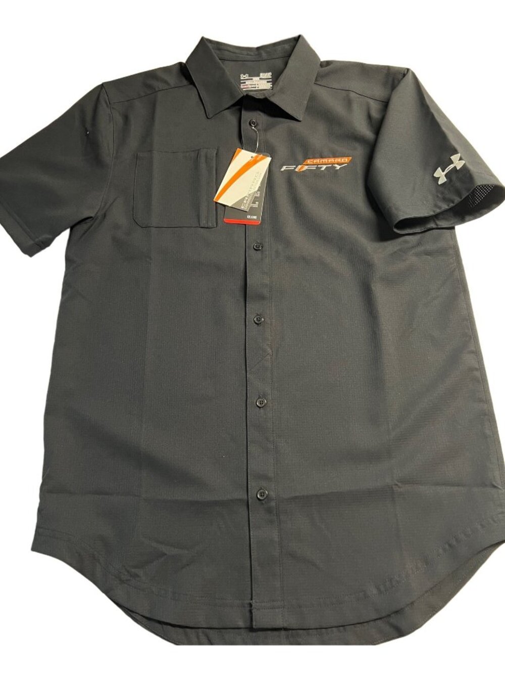 Chevy Camaro Under Armour Shirt Mens Small S Vented Loose Button Up Short Sleeve